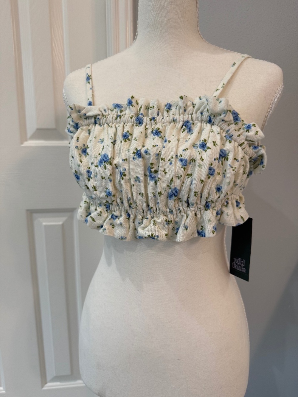 Wild Fable Floral Linen Cropped Festival Top NWT